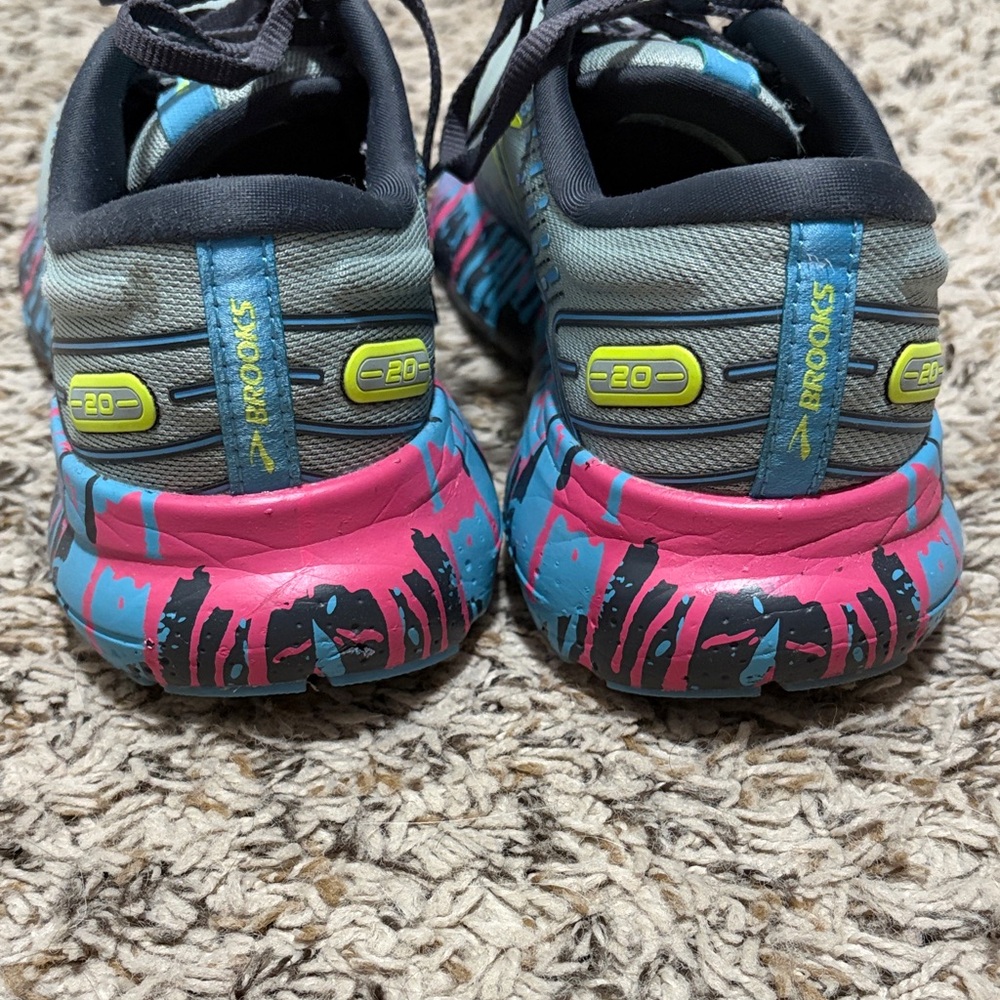 Brooks Gray Running Shoes with Yellow and Pink Accents - Picture 3 of 4